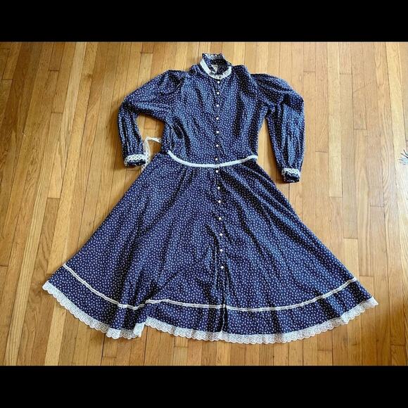 70s Vintage Gunne Sax Prairie Midi Dress - Picture 6 of 10